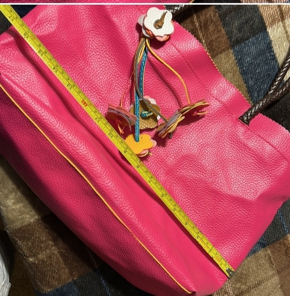 Vibrant Pink Tote with Floral Charms - Picture 8 of 16